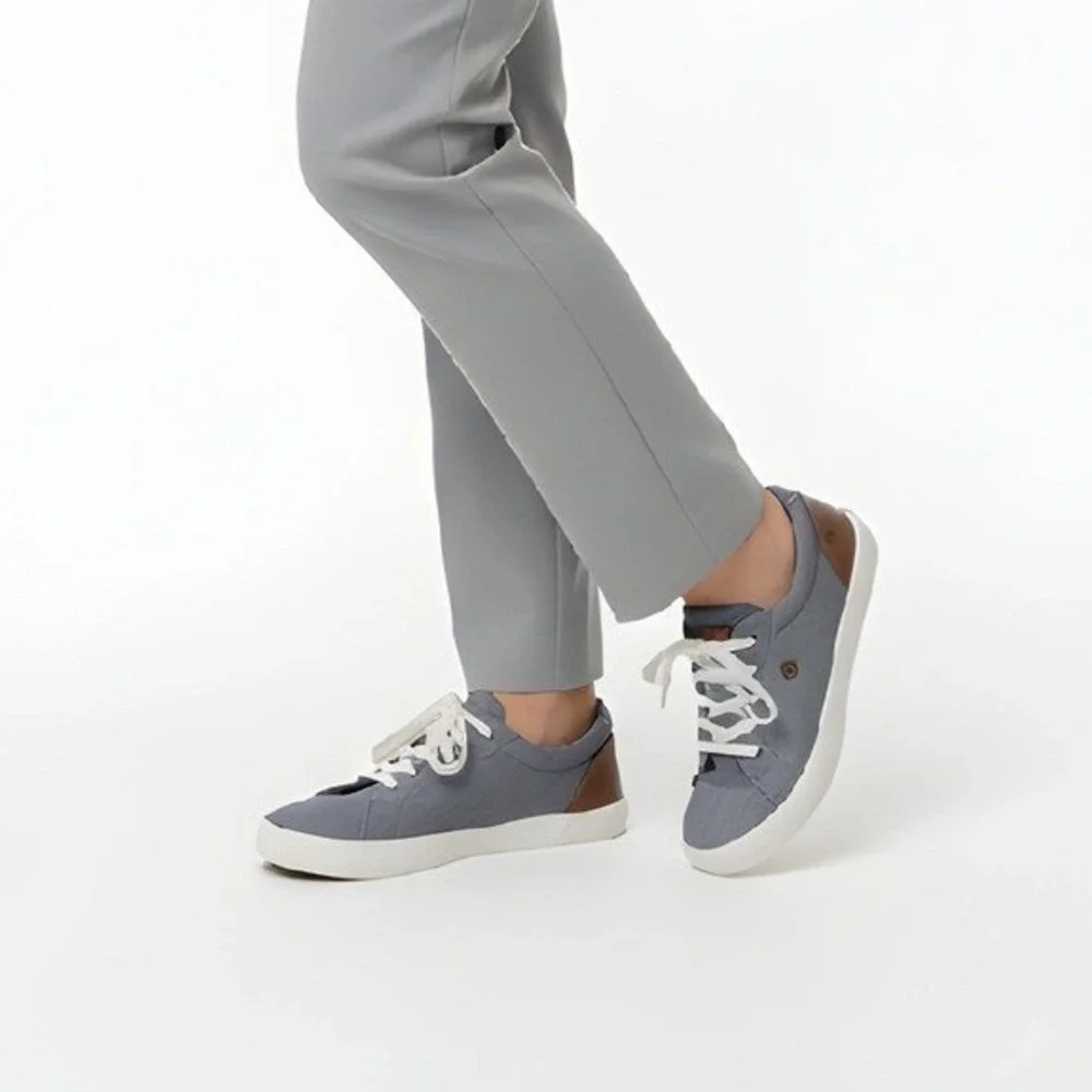 Sperry Top-Sider Canvas Sneakers Gray Brown Lace Up‎ Boat Size 6M